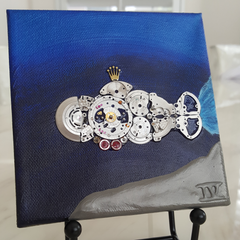"Challenger 3135" - (5in by 5in) Rolex Submarine Watch Parts Painting