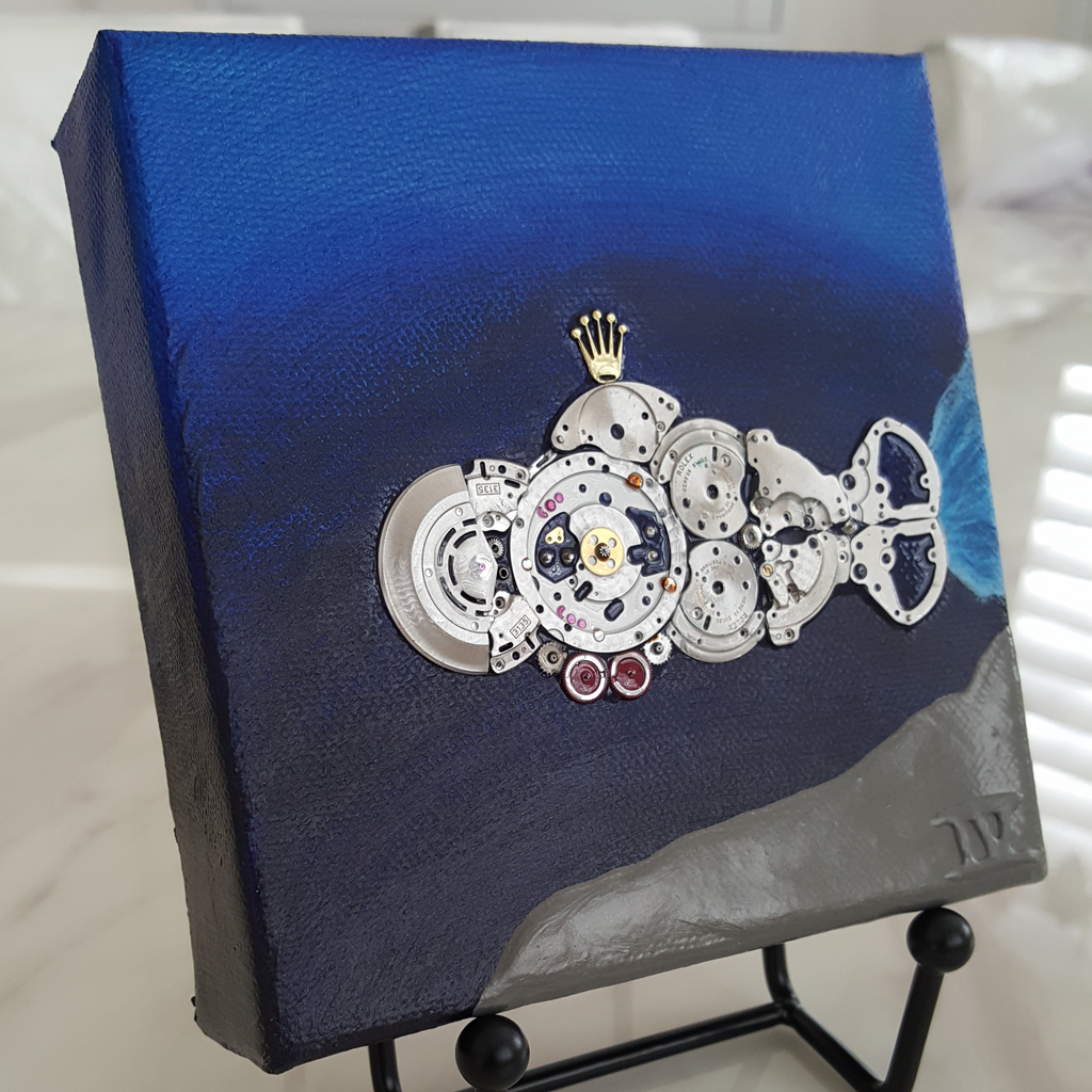 "Challenger 3135" - (5in by 5in) Rolex Submarine Watch Parts Painting