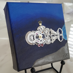 "Challenger 3135" - (5in by 5in) Rolex Submarine Watch Parts Painting