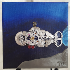 "Challenger 3135" - (5in by 5in) Rolex Submarine Watch Parts Painting